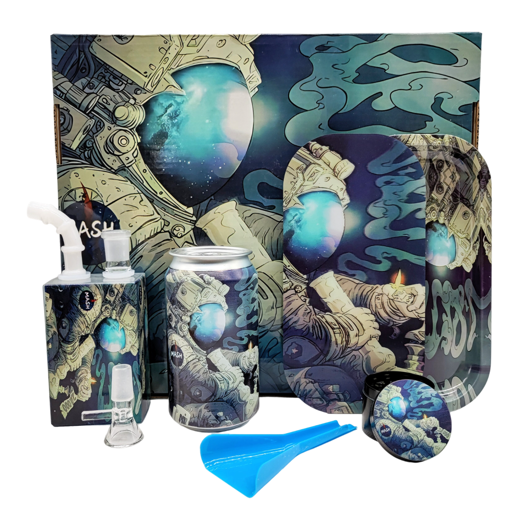 JUICE BONG + STASH CAN SMOKING SET (7 Pcs, Windowed Box)