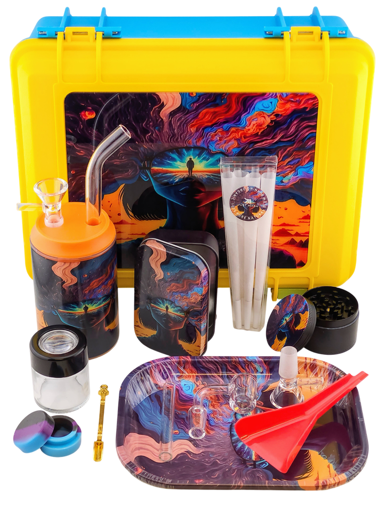 ROUND JUICE BONG + CONE SMOKING SET (Suitcase)